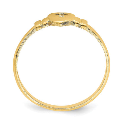 14K Gelbgold Ring in Herzform mit Kreuz-Ausschnitt