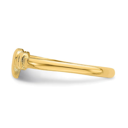14K Gelbgold Ring in Herzform mit Kreuz-Ausschnitt