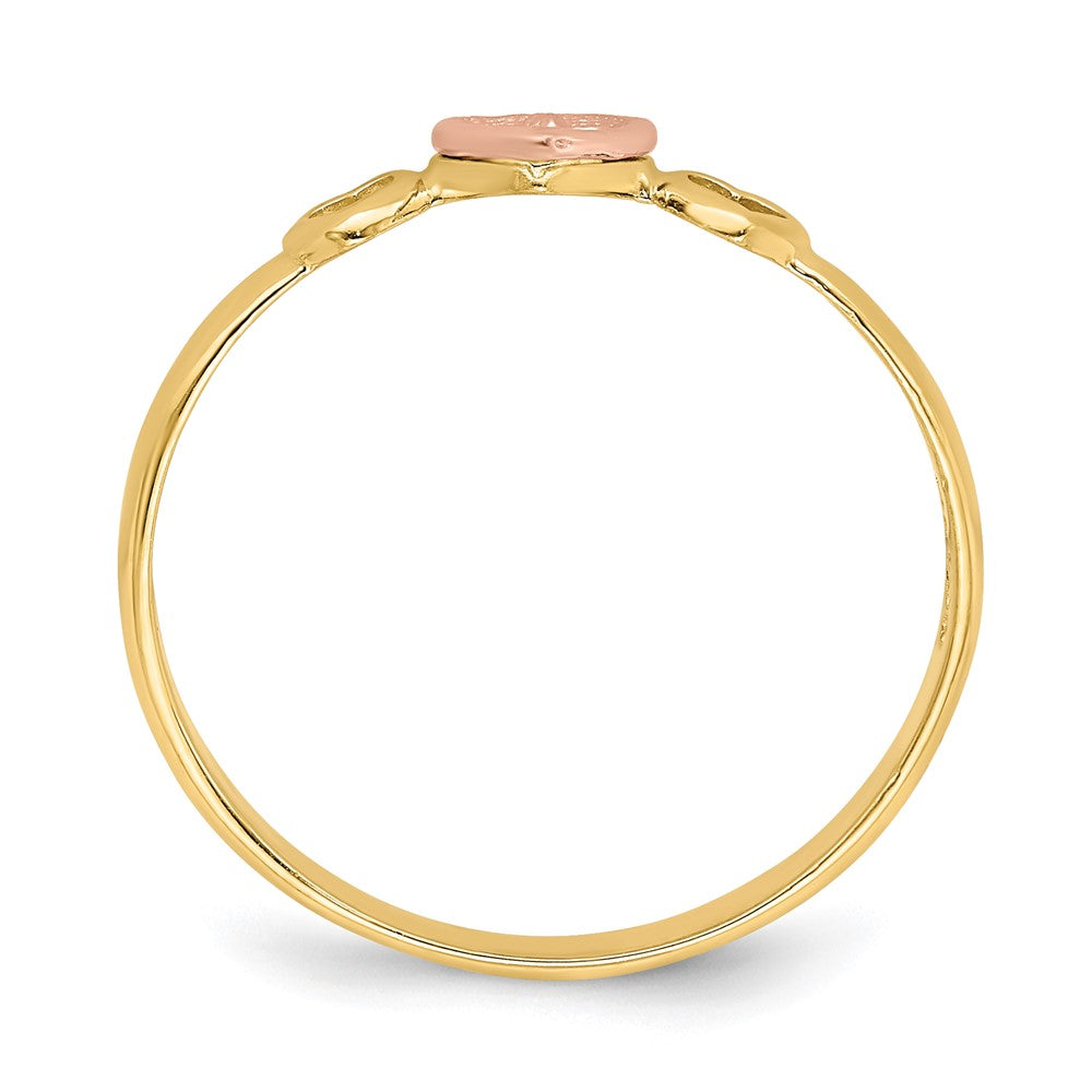 14K Rose- und Gelbgold Ring mit Herzen