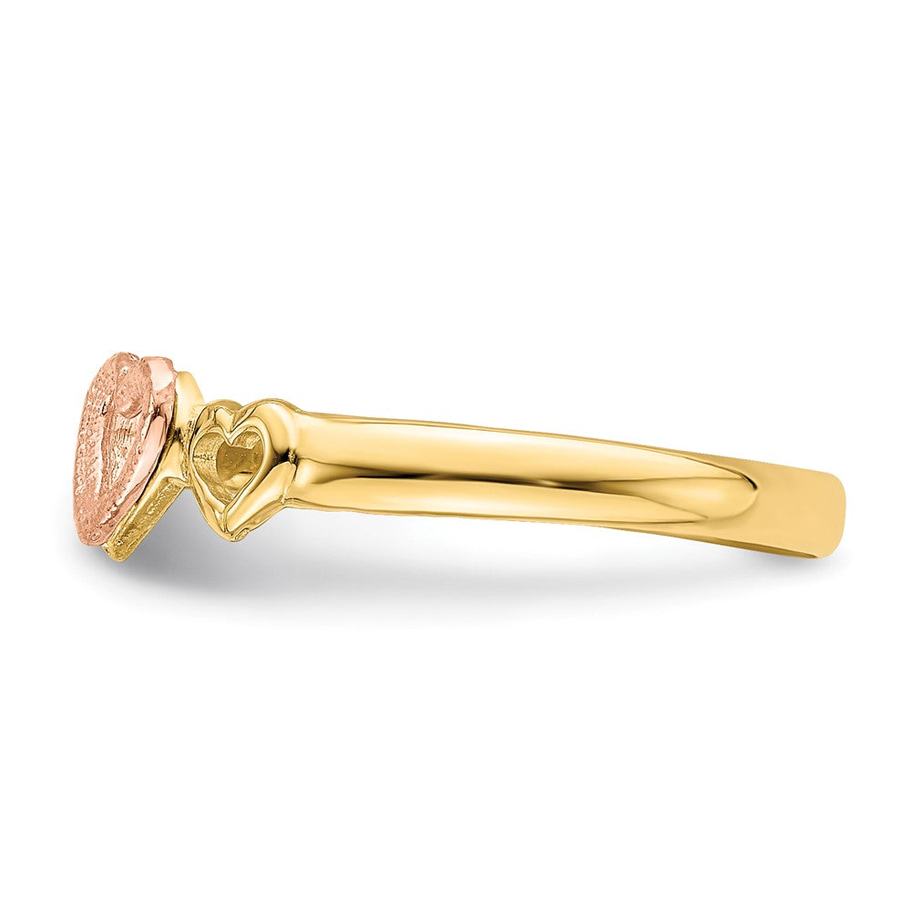 14K Rose- und Gelbgold Ring mit Herzen