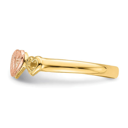 14K Rose- und Gelbgold Ring mit Herzen