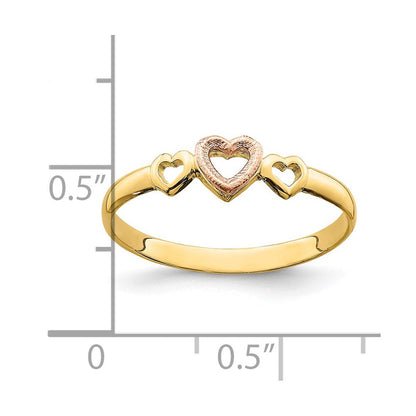 14K Rose- und Gelbgold Ring mit Herzen