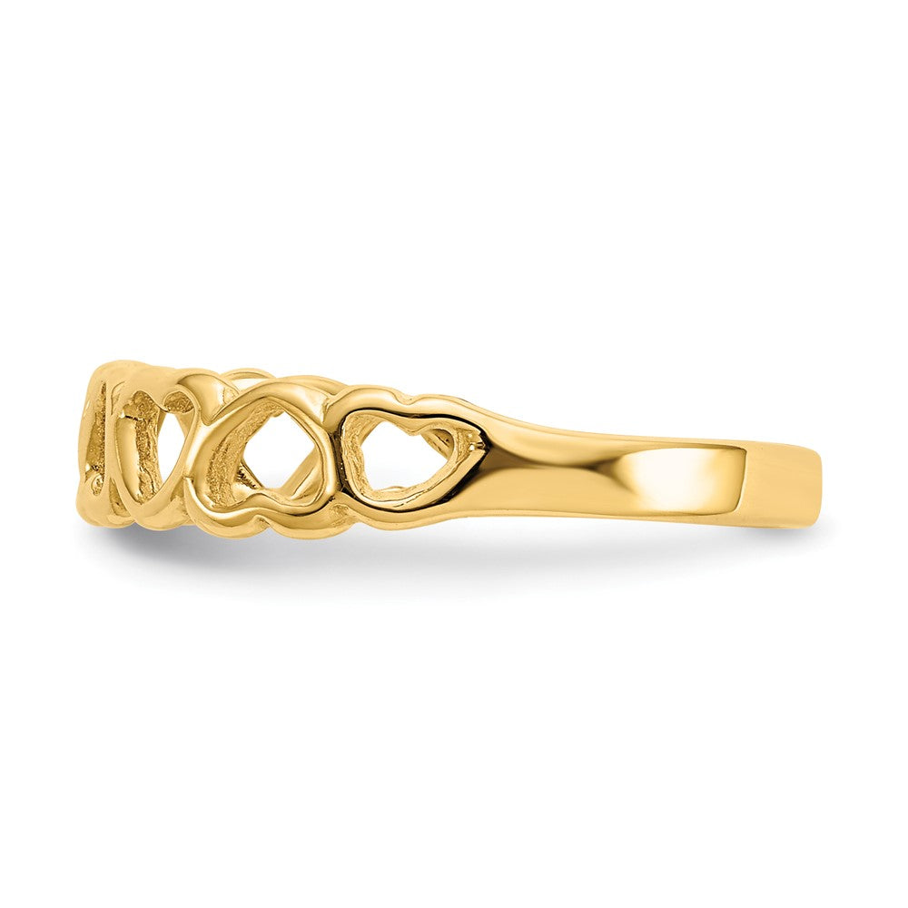14K Gelbgold Ring mit polierten Herzen