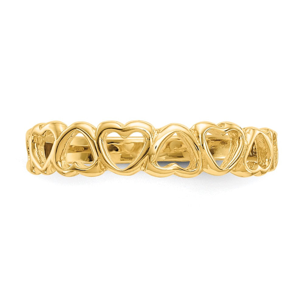 14K Gelbgold Ring mit polierten Herzen