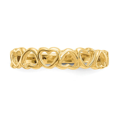 14K Gelbgold Ring mit polierten Herzen