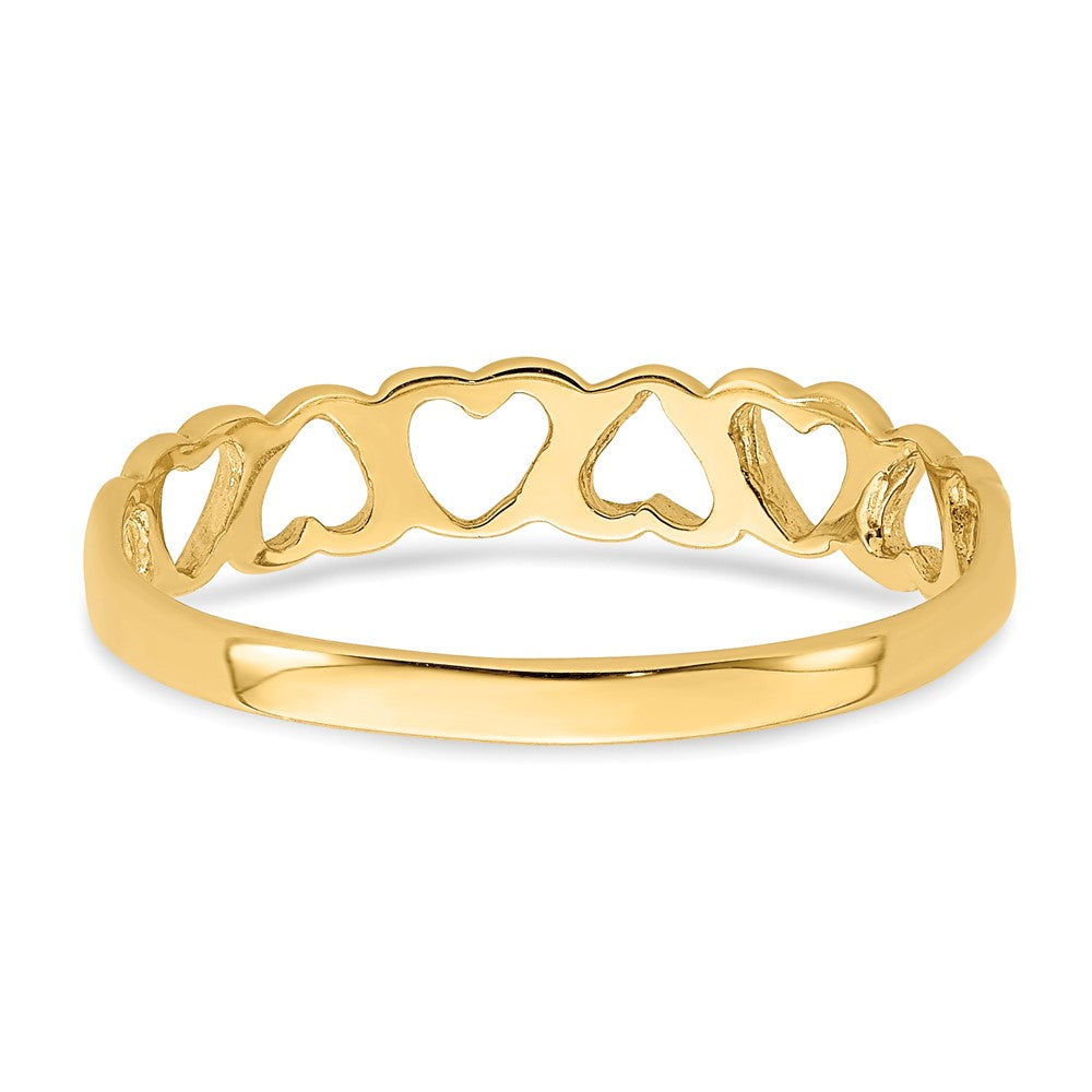 14K Gelbgold Ring mit polierten Herzen