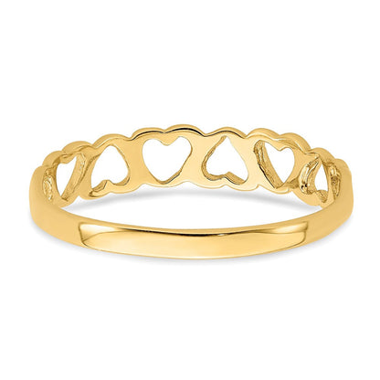 14K Gelbgold Ring mit polierten Herzen