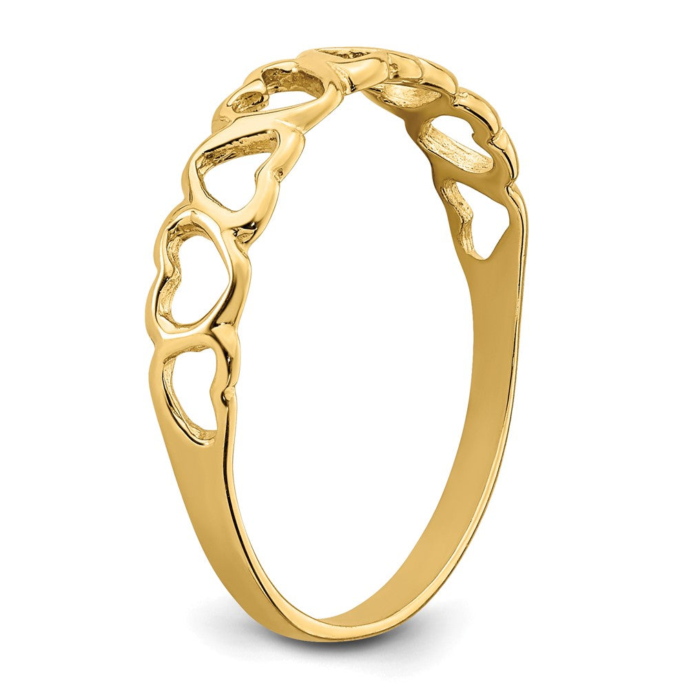 14K Gelbgold Ring mit polierten Herzen