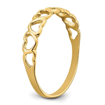 14K Gelbgold Ring mit polierten Herzen