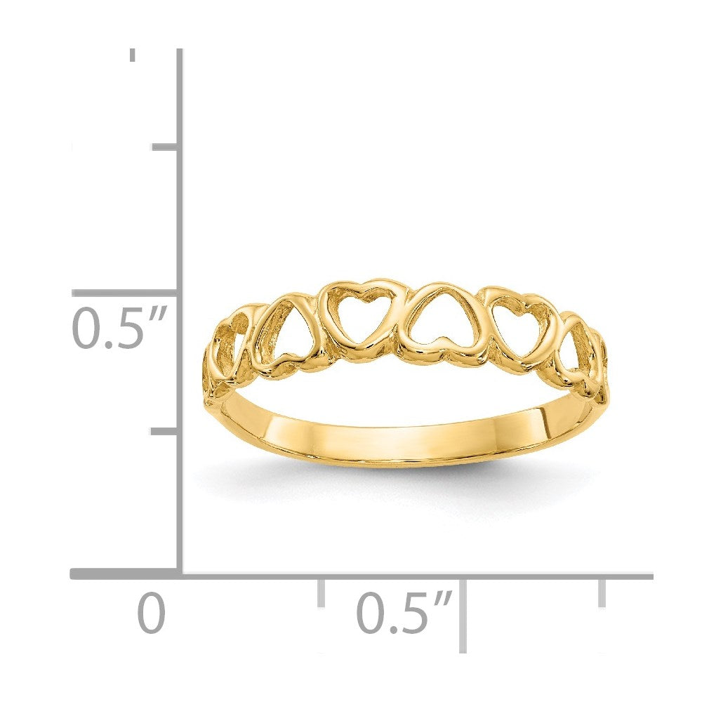 14K Gelbgold Ring mit polierten Herzen