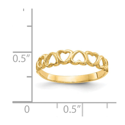 14K Gelbgold Ring mit polierten Herzen