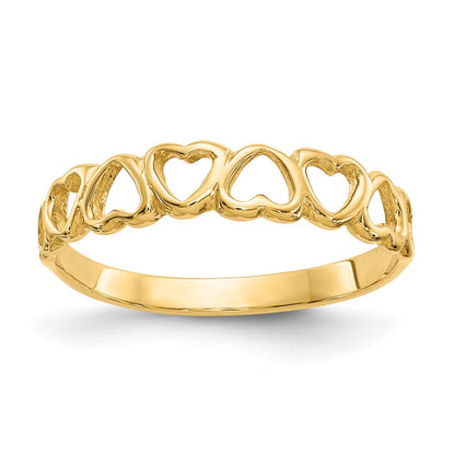 14K Gelbgold Ring mit polierten Herzen