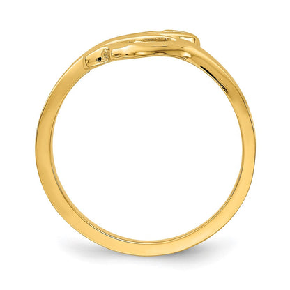 14K Gelbgold Ring mit doppelten Herzen, hochglanzpoliert