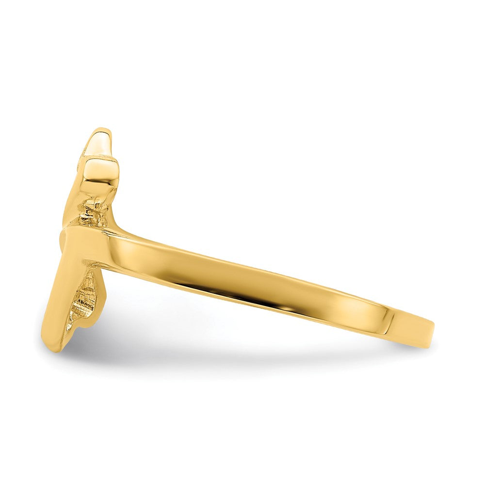 14K Gelbgold Ring mit doppelten Herzen, hochglanzpoliert