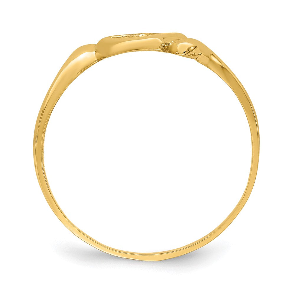 14K Gelbgold Ring mit offenem Herz und Schwung-Design