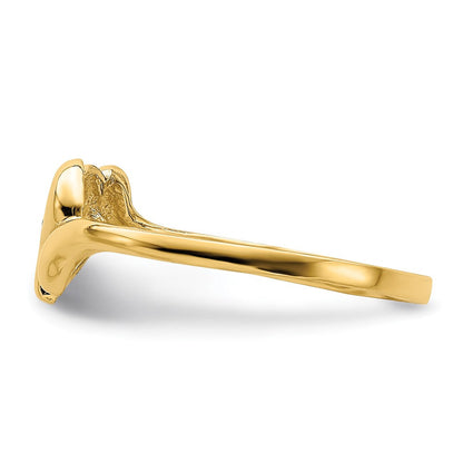 14K Gelbgold Ring mit offenem Herz und Schwung-Design