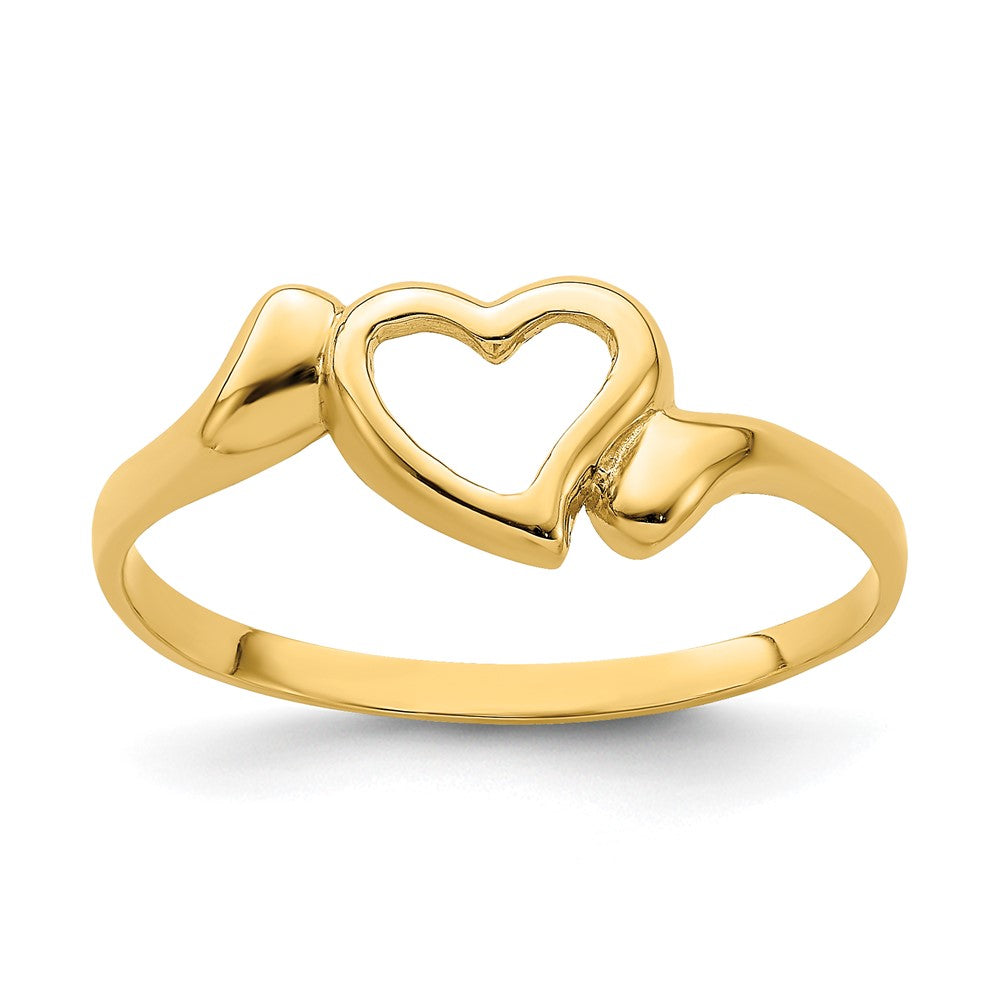 14K Gelbgold Ring mit offenem Herz und Schwung-Design