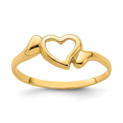 14K Gelbgold Ring mit offenem Herz und Schwung-Design