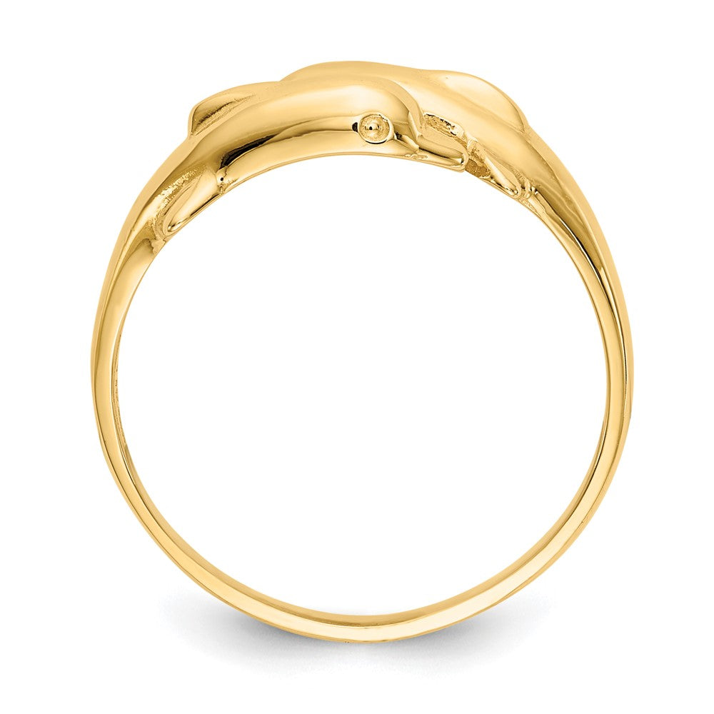 14K Gelbgold Doppel-Delfin-Ring