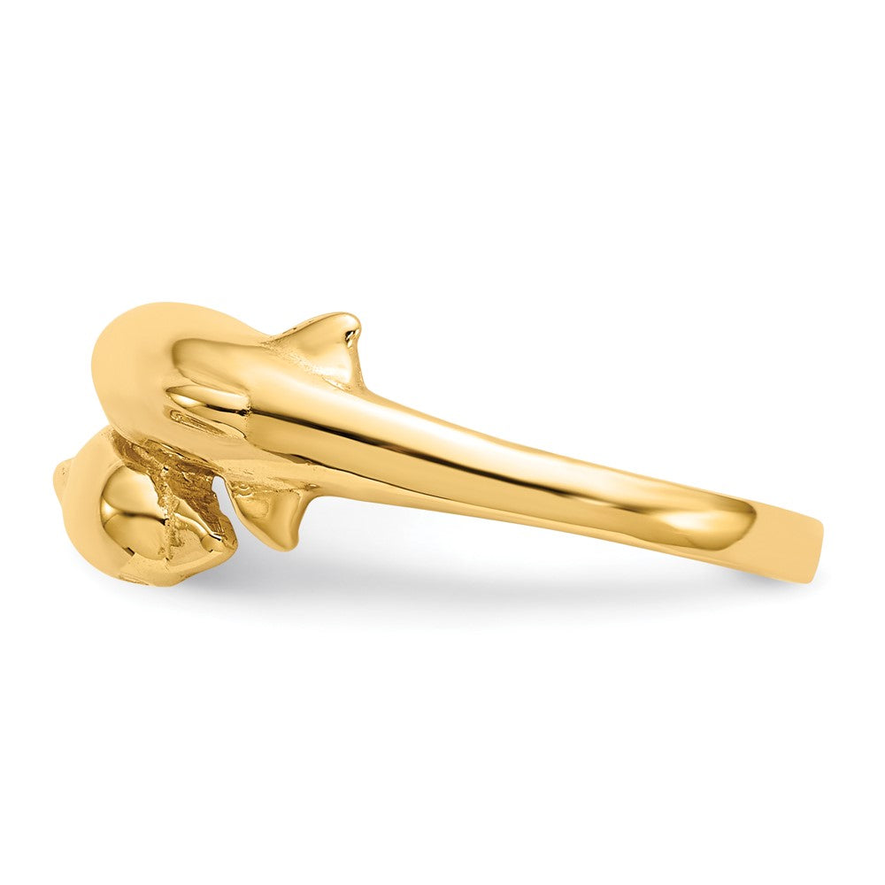 14K Gelbgold Doppel-Delfin-Ring