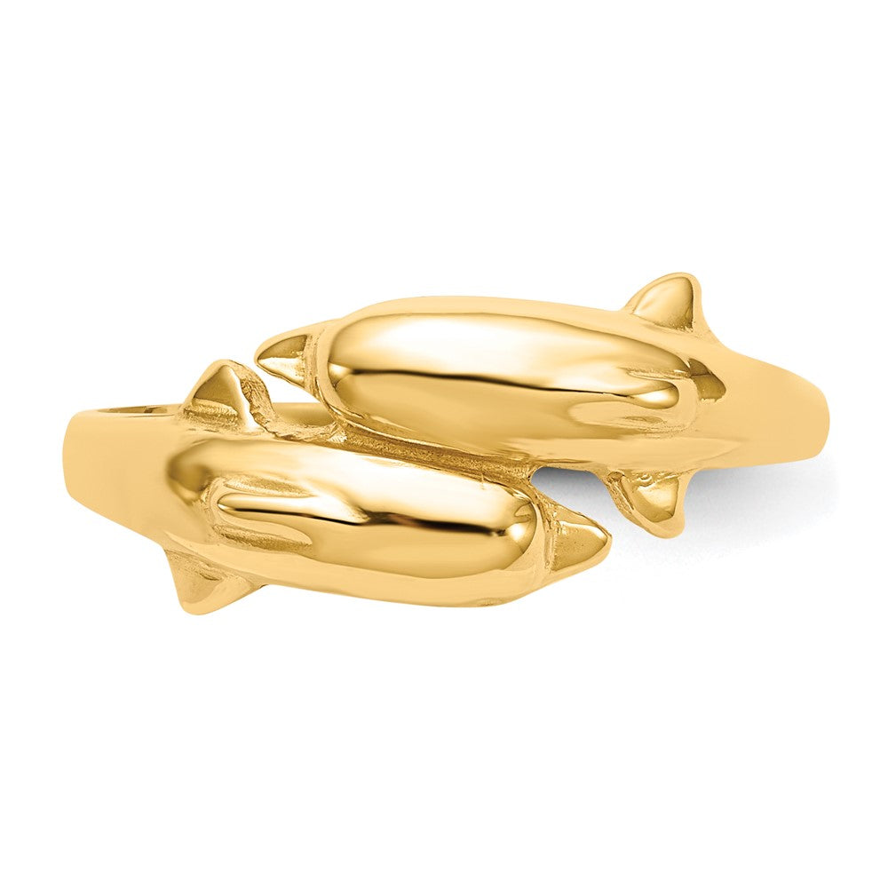 14K Gelbgold Doppel-Delfin-Ring