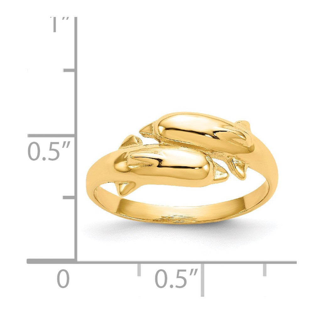 14K Gelbgold Doppel-Delfin-Ring