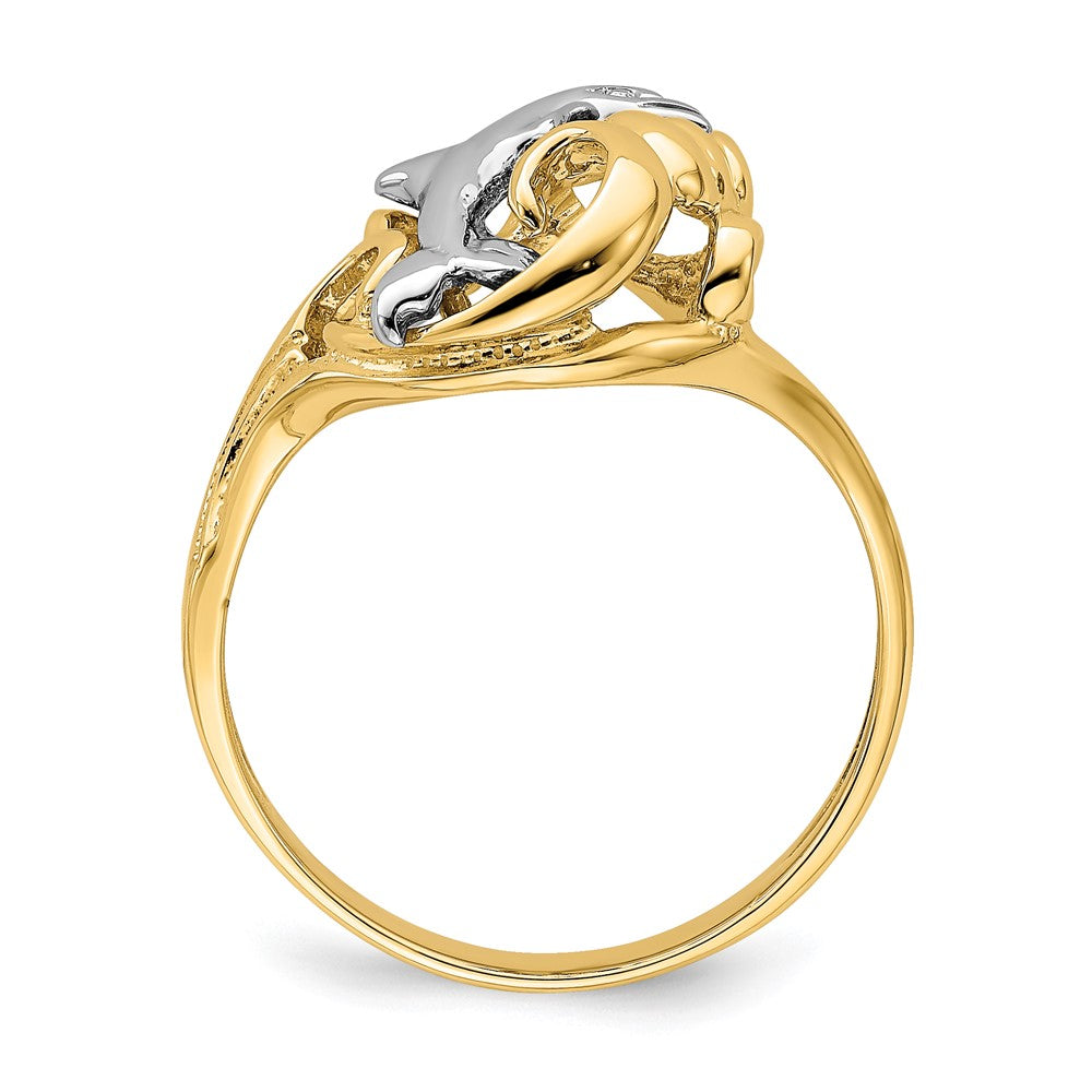 14K Bicolor-Gold Ring „Delfinwelle“