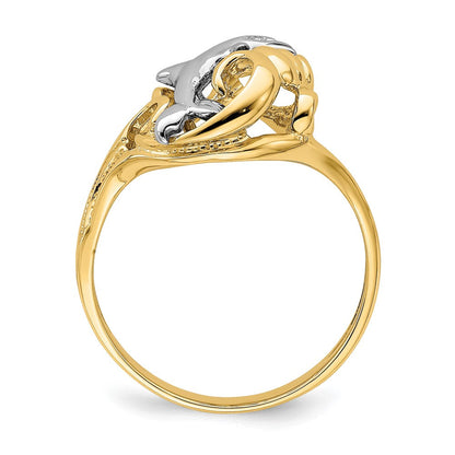 14K Bicolor-Gold Ring „Delfinwelle“