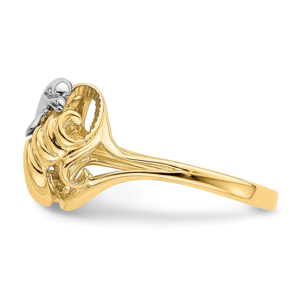 14K Bicolor-Gold Ring „Delfinwelle“