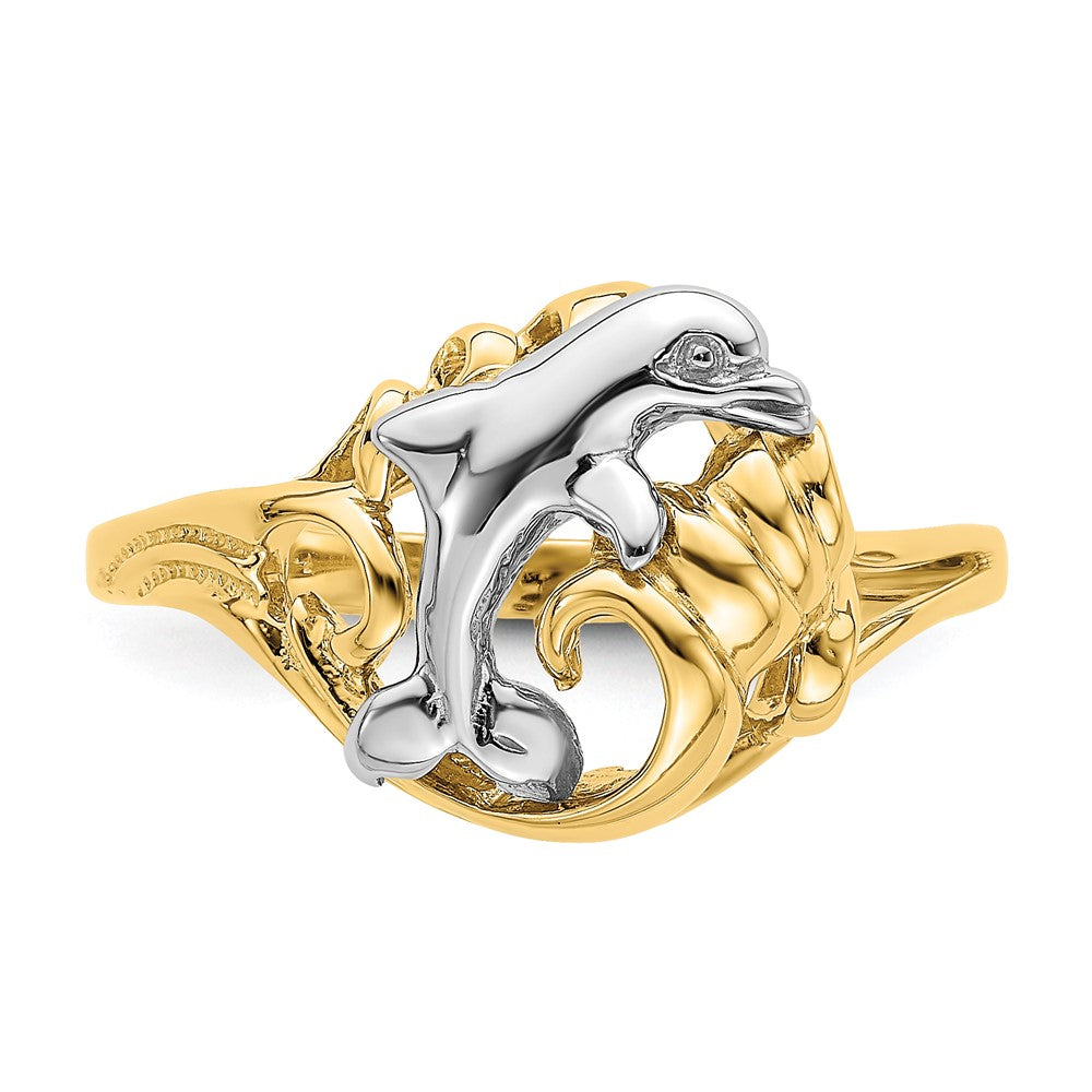 14K Bicolor-Gold Ring „Delfinwelle“