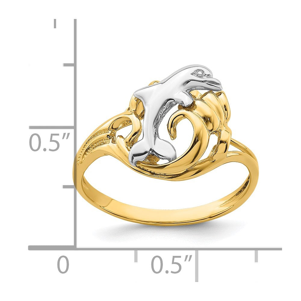 14K Bicolor-Gold Ring „Delfinwelle“