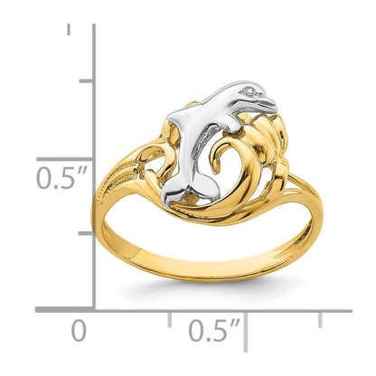 14K Bicolor-Gold Ring „Delfinwelle“
