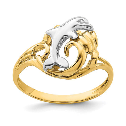 14K Bicolor-Gold Ring „Delfinwelle“