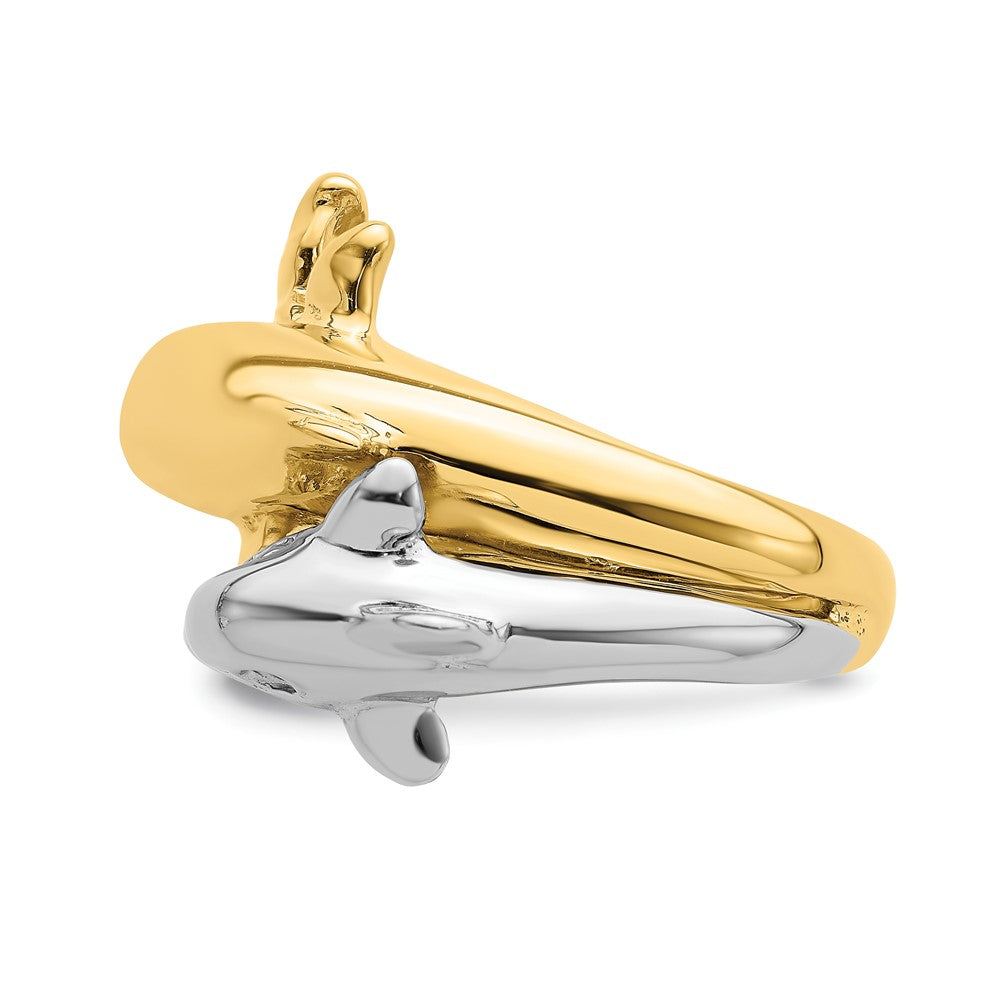 14K Bicolor Doppel-Delfin-Ring