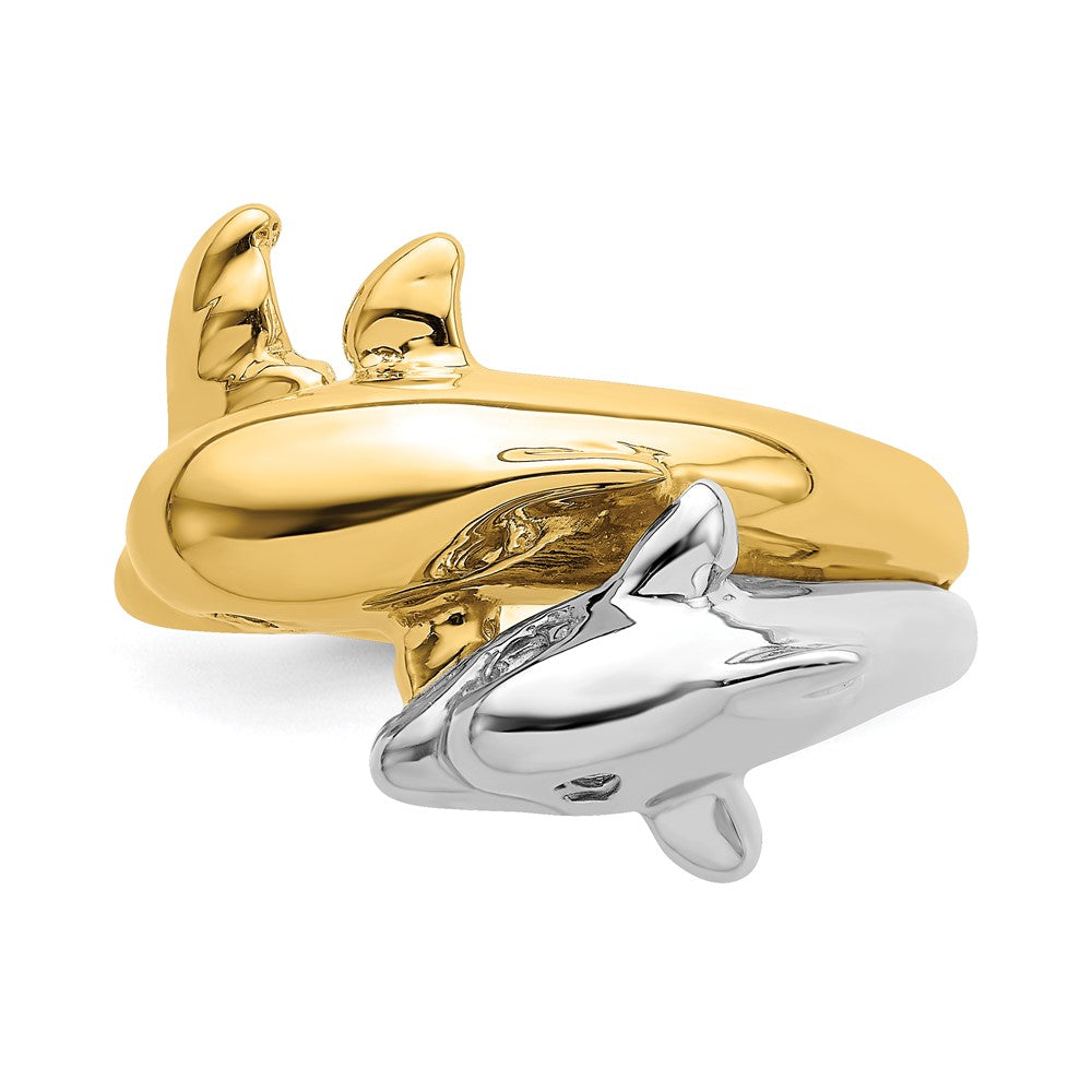14K Bicolor Doppel-Delfin-Ring