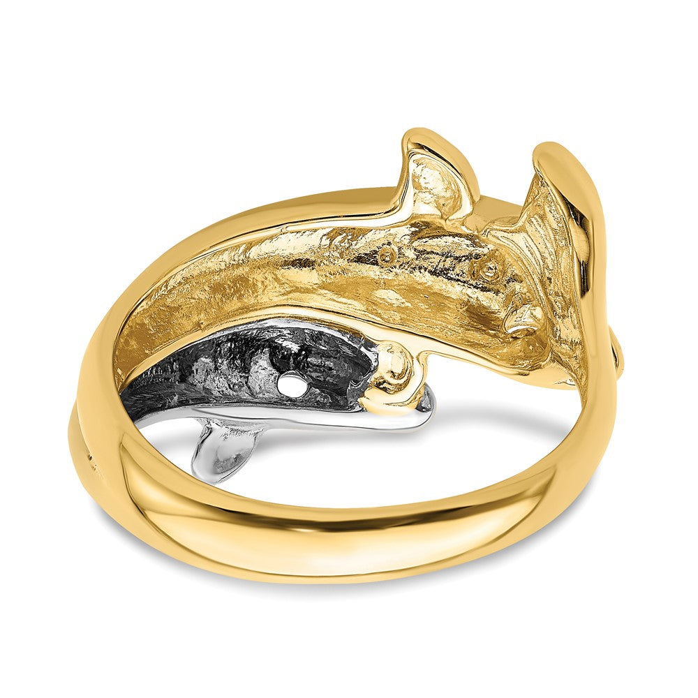 14K Bicolor Doppel-Delfin-Ring