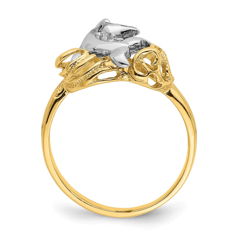 14K Bicolor Gold Delfin-Wellen-Ring