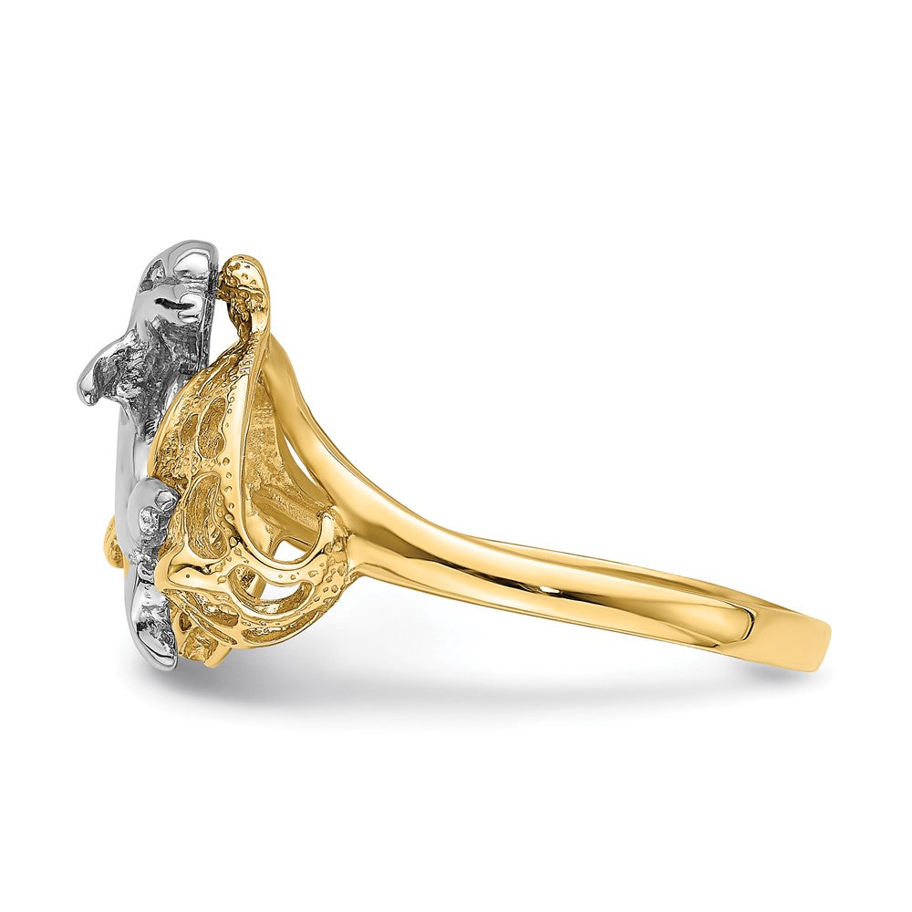 14K Bicolor Gold Delfin-Wellen-Ring