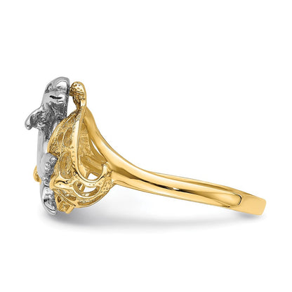 14K Bicolor Gold Delfin-Wellen-Ring