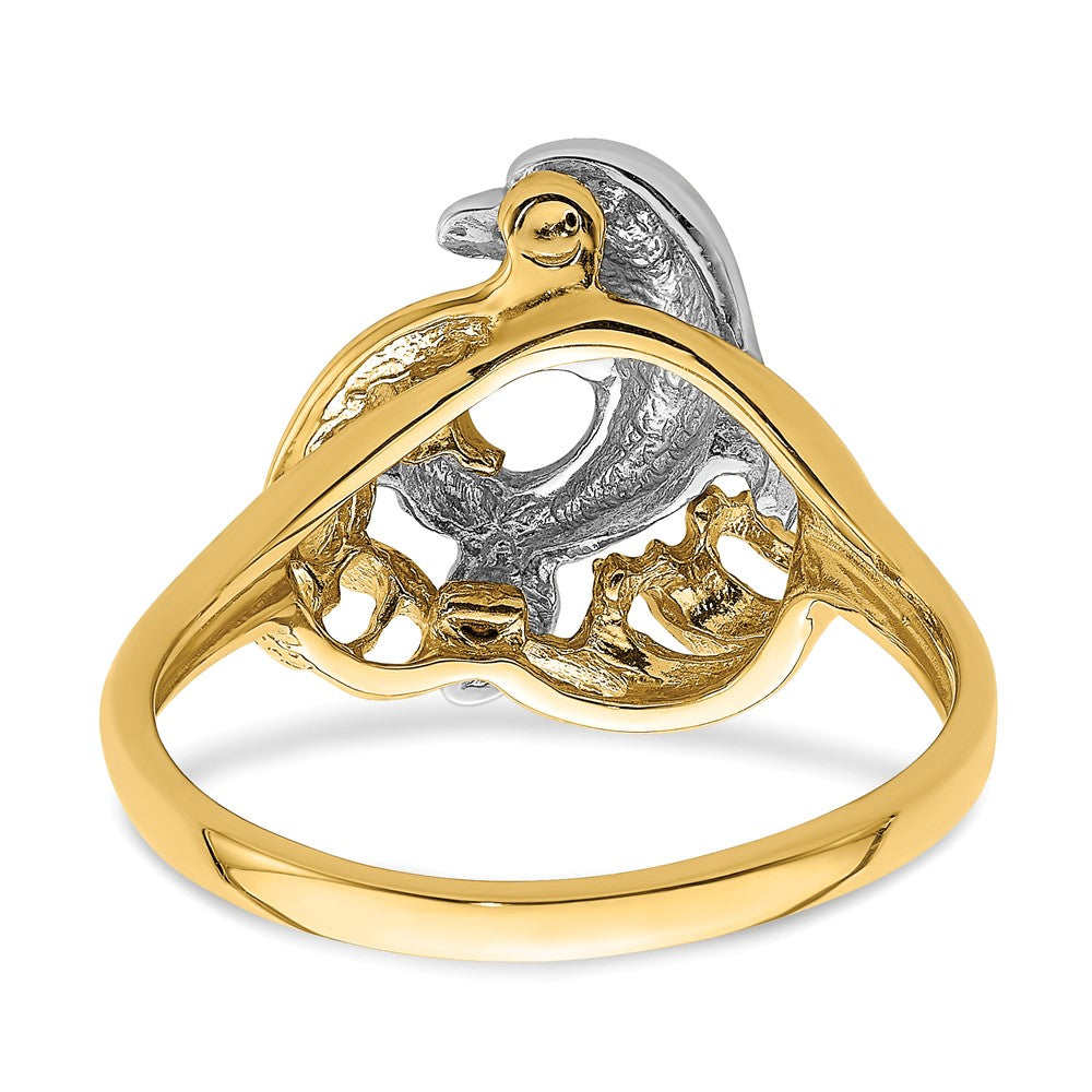 14K Bicolor Gold Delfin-Wellen-Ring