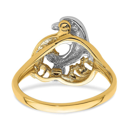 14K Bicolor Gold Delfin-Wellen-Ring