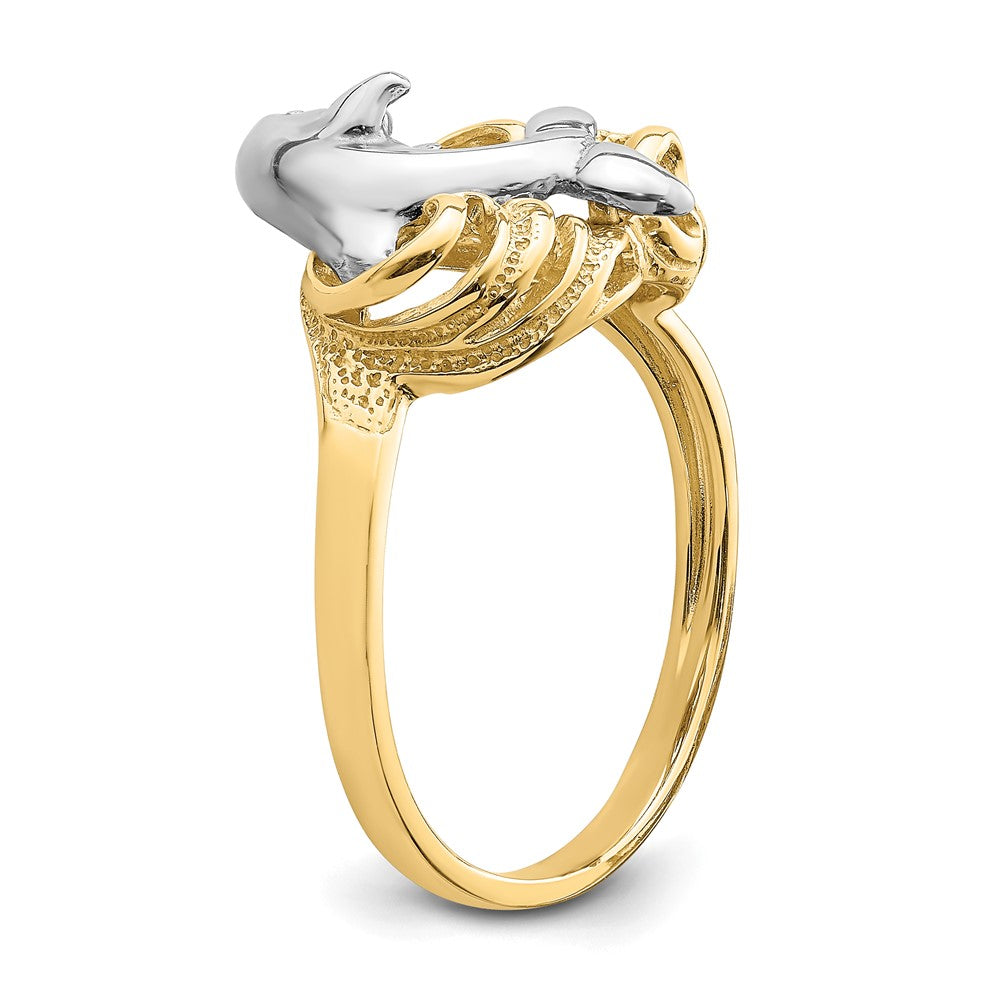 14K Bicolor Gold Delfin-Wellen-Ring