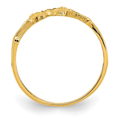 14K Gelbgold Ring mit Diamantschliff, Herz und Kreuz für Kinder