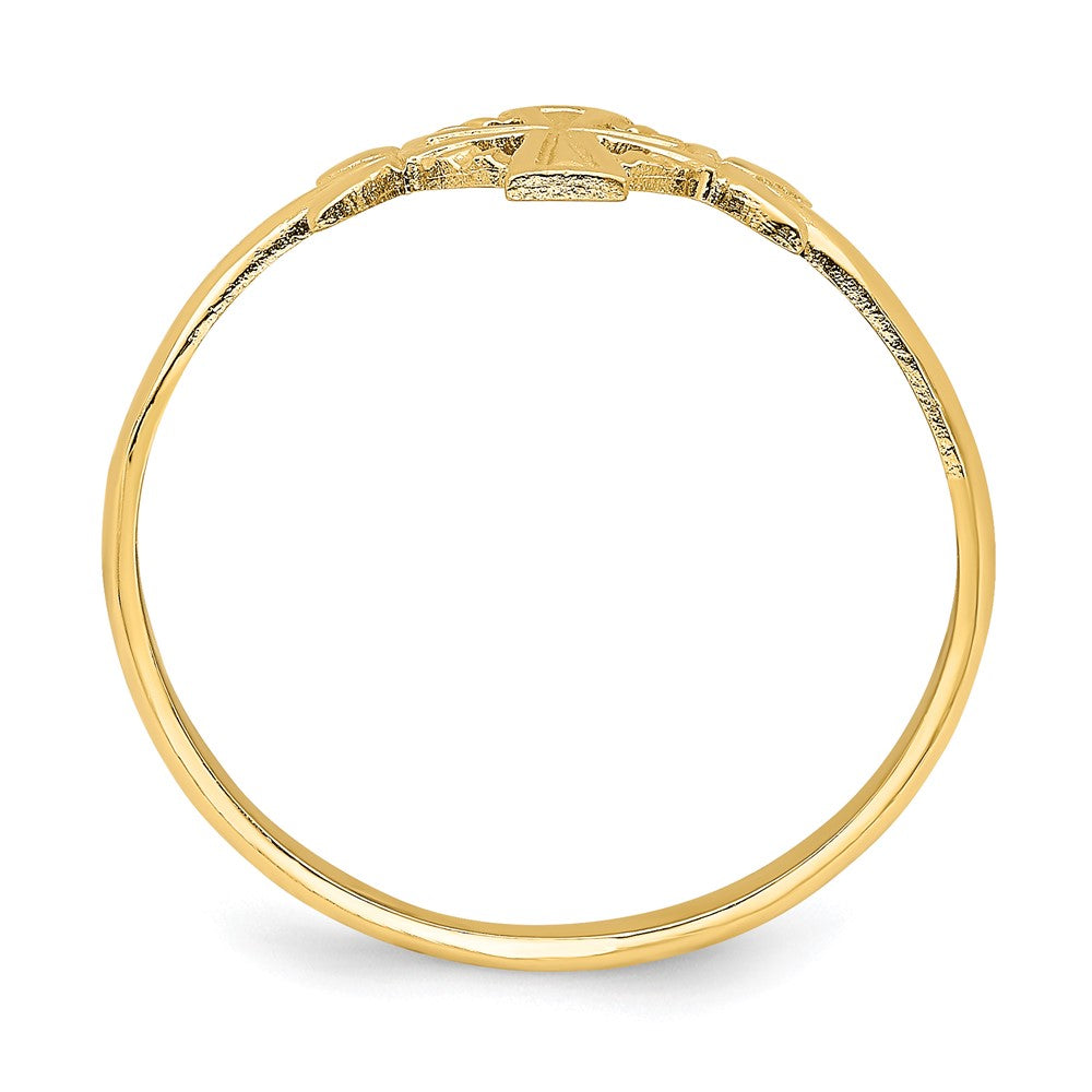 14K Gelbgold Kreuz-mit-Kreis-Ring