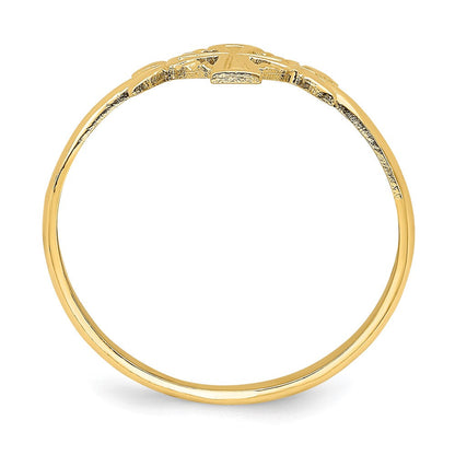 14K Gelbgold Kreuz-mit-Kreis-Ring