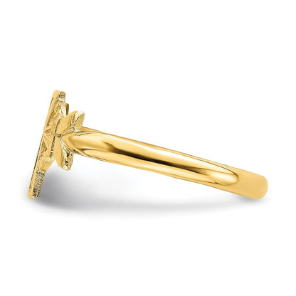 14K Gelbgold Kreuz-mit-Kreis-Ring