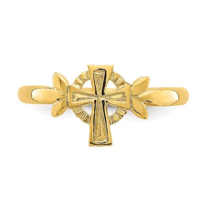 14K Gelbgold Kreuz-mit-Kreis-Ring
