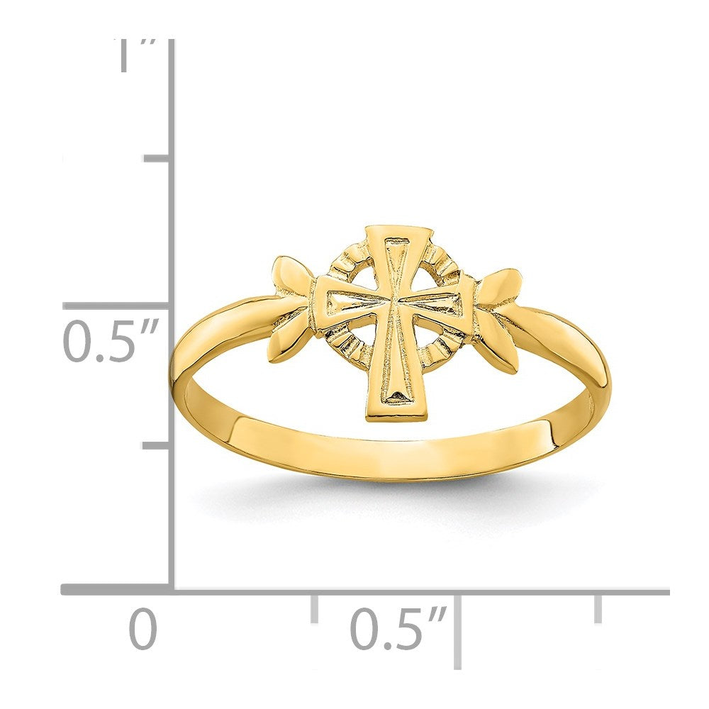 14K Gelbgold Kreuz-mit-Kreis-Ring