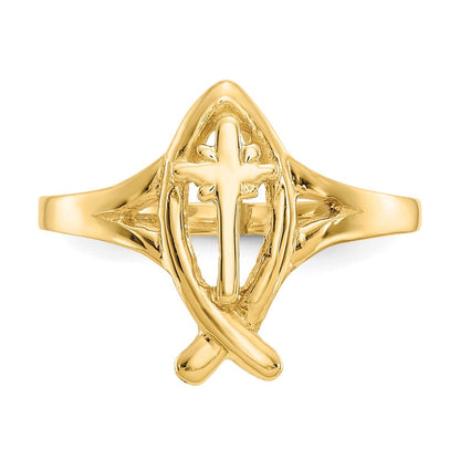 14K Gelbgold Ring mit Ichthus-Kreuz