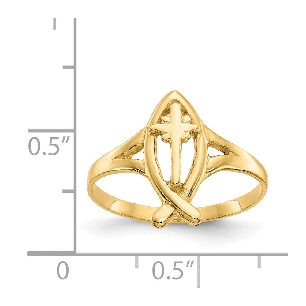 14K Gelbgold Ring mit Ichthus-Kreuz